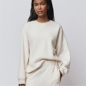 THE GREAT. Cream College Sweatshirt Plush Teddy 2 Medium